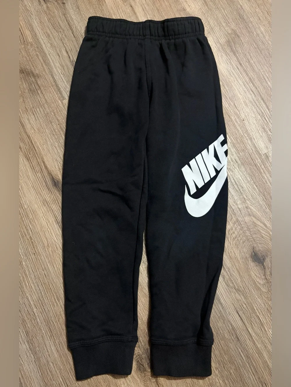 Nike - Black Sweatpants with White Nike Swoosh Logo - Size Large 6/7